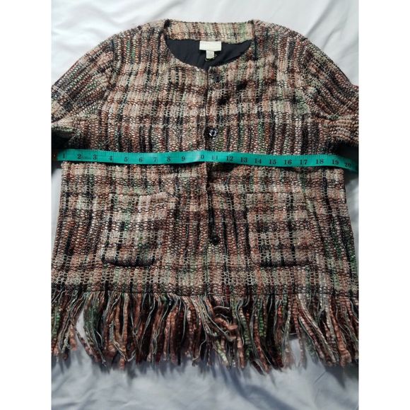 Anthropologie Fringe Tweed Snap Front Jacket - Picture 7 of 7